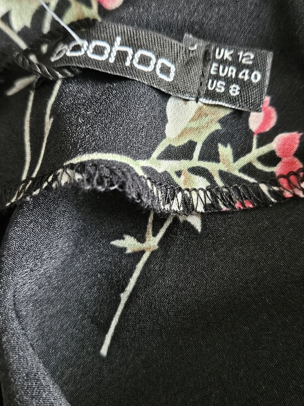 Boohoo Black Floral Long-Sleeve High-low Style Dress - Picture 5 of 7